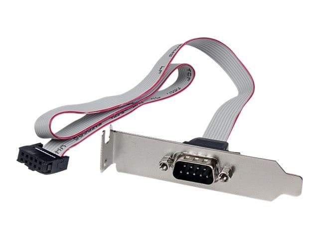 StarTech.com 1-Port 40.6cm DB9 Serial Male Port Bracket to 10-Pin Motherboard Header - Low Profile Slot Plate - Grey (PLATE9M16LP) - Image 1