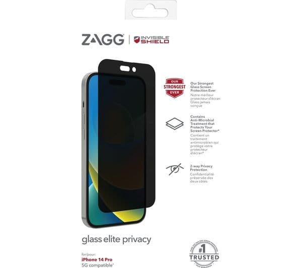 ZAGG Invisible Shield Glass Elite Privacy iPhone 14 Pro Screen Protector - Clear - Image 5