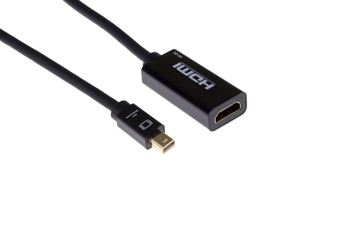 PRO Mini DisplayPort to HDMI Adapter, Mini DP Male to HDMI Female, 0.15m, 4K@60Hz, ULTRA SOFT, Black