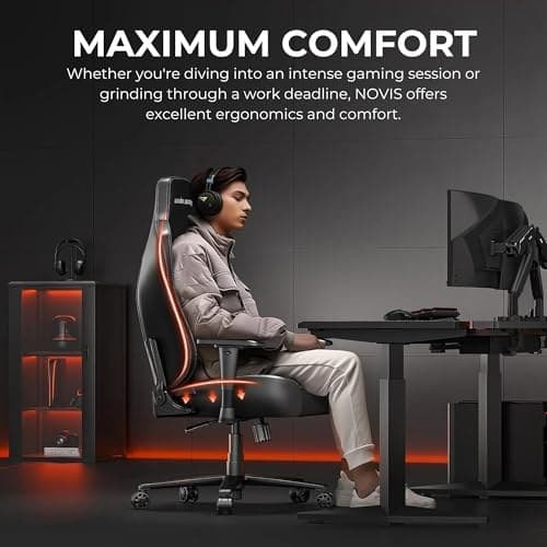 Anda Seat Novis Max Gaming Chair for Adults - Large Reclining Video Game Chairs, Linen Fabric Ergonomic Gaming Chair, Heavy Duty Back Lumbar Support - Grey Fabric Computer Chairs for Home & Work - Image 4