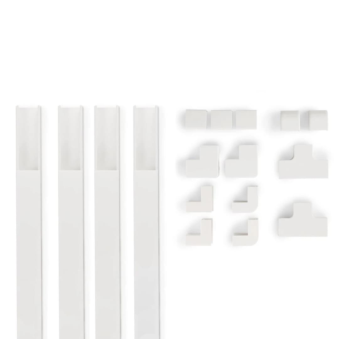 Hama Cable Duct Kit, 4 Pcs, Self-adhesive, 1 m, Incl. Connecting Pieces, white - Image 1