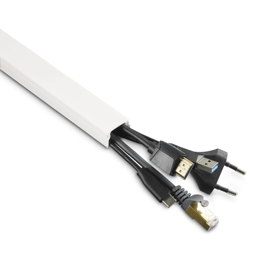 Hama Cable Duct Kit, 4 Pcs, Self-adhesive, 1 m, Incl. Connecting Pieces, white - Image 3