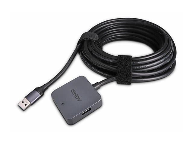 Lindy 4-Port USB 3.2 Gen 1 Hub with 5m Cable - Black & Grey - Image 2