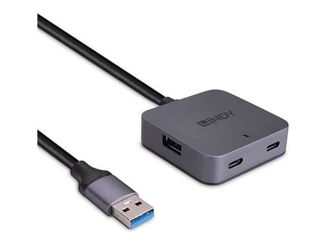 Lindy 4-Port USB 3.2 Gen 1 Hub with 5m Cable - Black & Grey - Image 4