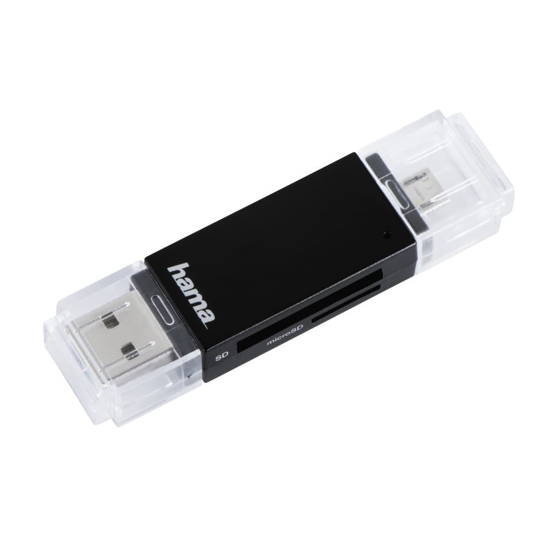 Hama Basic USB 2.0 OTG Card Reader for SD/microSD, Micro-USB - Black