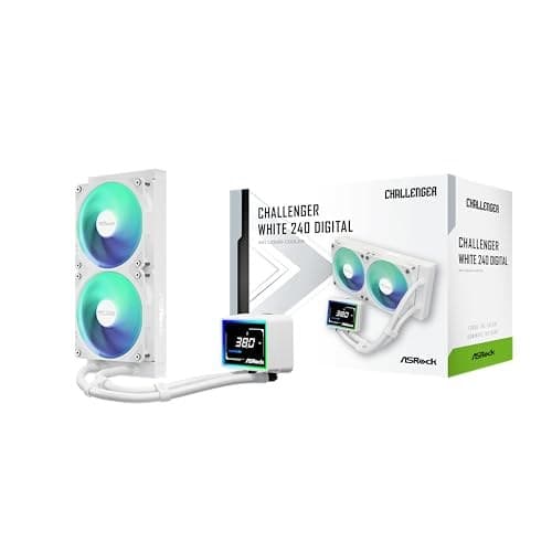 ASRock Challenger 240 Digital AIO Liquid CPU Cooler, 240mm Radiator, 3" Digital Display, ARGB - White - Image 2