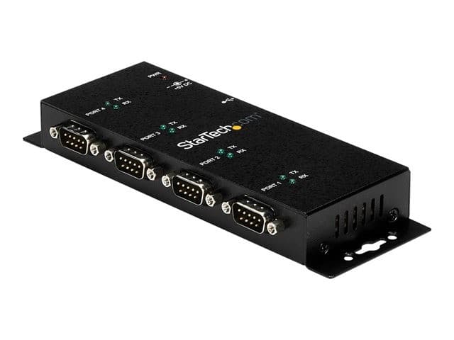 StarTech.com 4 Port USB to Serial RS232 Adapter - Wall Mount - Din Rail - COM Port Retention - FTDI USB to DB9 RS232 Hub (ICUSB2324I) - serial adapter - USB 2.0 - RS-232 x 4 - Image 2