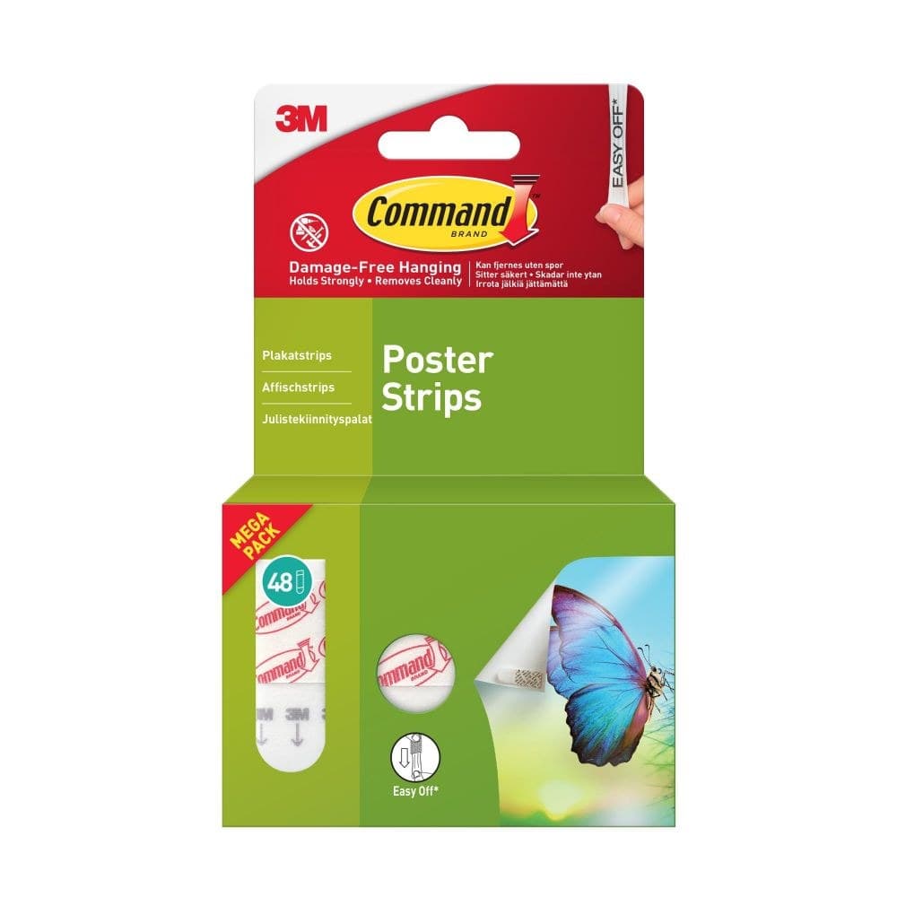 Command Pack of 48 Small Poster Strips Value Pack White - Image 1