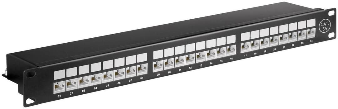 MicroConnect PP-022 CAT6a 24 Port 19-inch 1U Shielded Patch Panel - Image 1