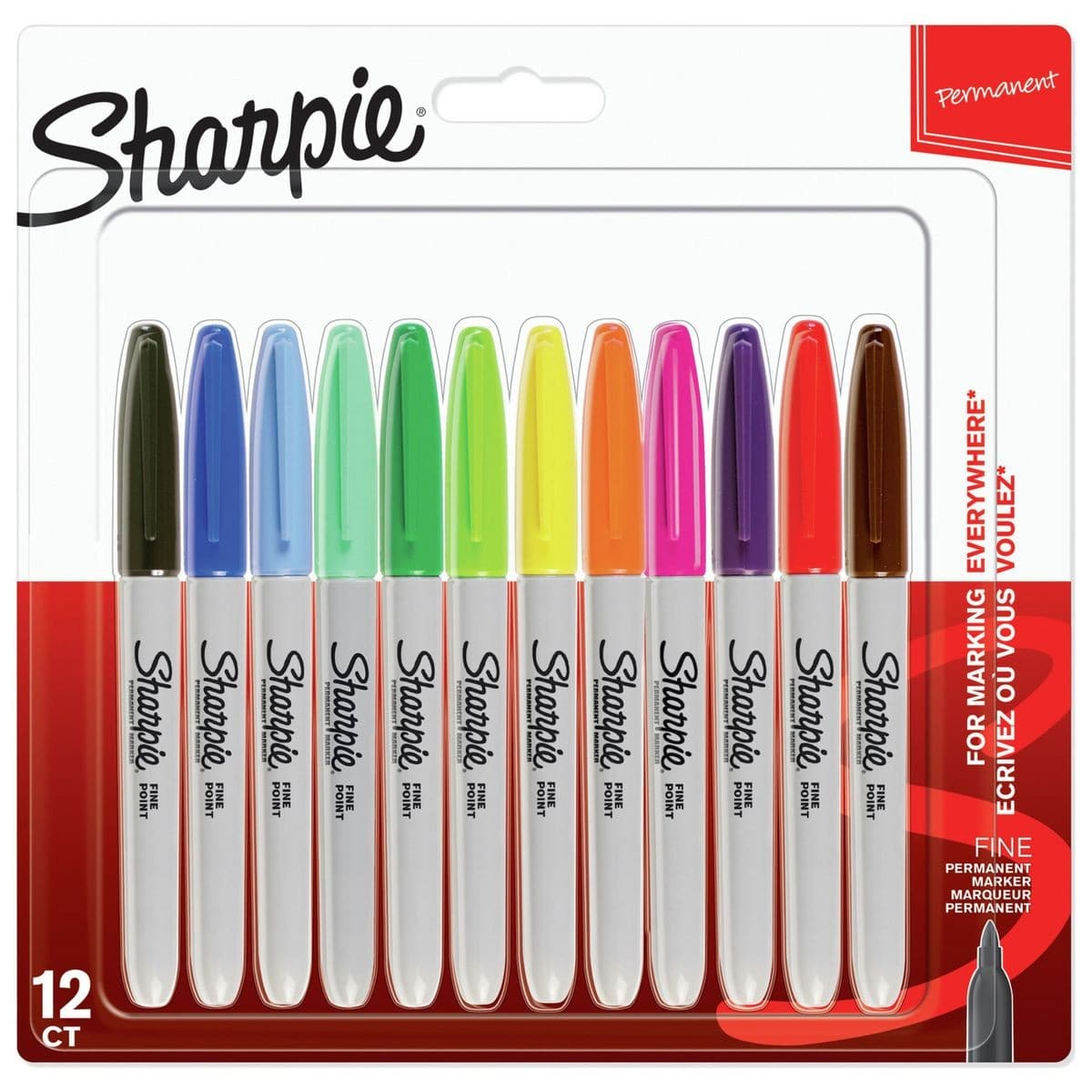 Sharpie Fine Tip Assorted Permanent Markers - 12 Pack