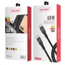 Ven-Dens 60W USB-C to USB-C Charging Cable 1.5M, Nylon Braided, Durable & Fast Charging, VD-DC0019 - Black thumbnail 2