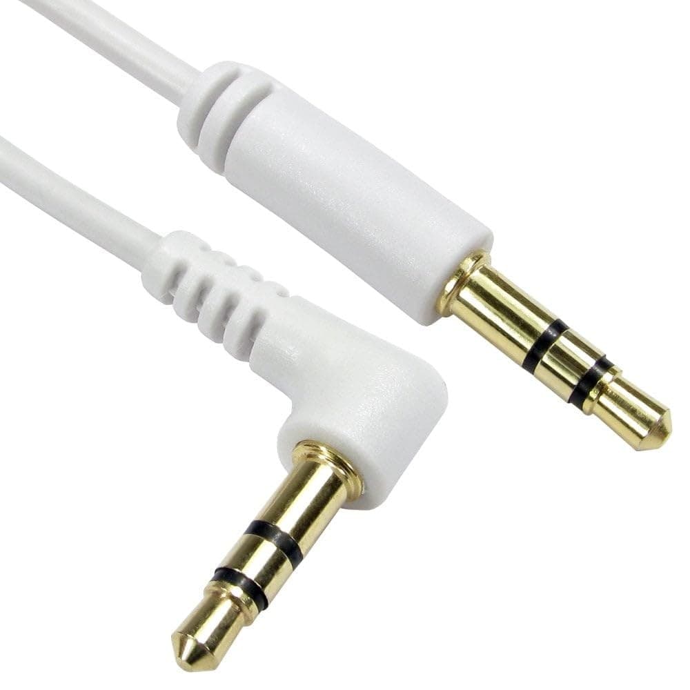 Cables Direct 2m Straight to Right-Angle 3.5mm Stereo Audio Cable - White