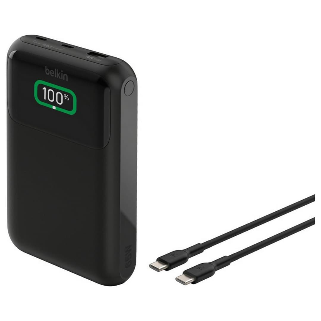 Belkin 20,000mAh 65W Laptop Charger Power Bank USB-C - Black - Image 1