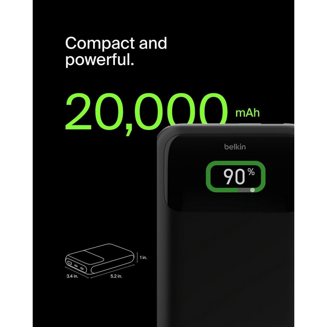 Belkin 20,000mAh 65W Laptop Charger Power Bank USB-C - Black - Image 4