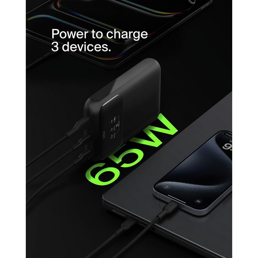 Belkin 20,000mAh 65W Laptop Charger Power Bank USB-C - Black - Image 5