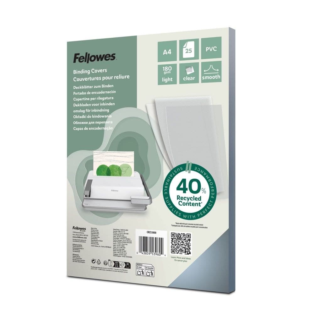 Fellowes PVC Cover A4 180 micron Clear - Image 1
