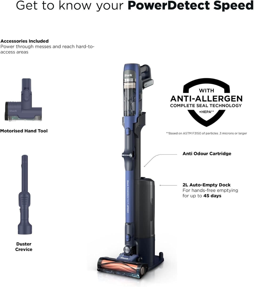 SHARK PowerDetect Speed Clean and Empty Pet IA3241UKT Cordless Vacuum Cleaner - Ultramarine - Image 7