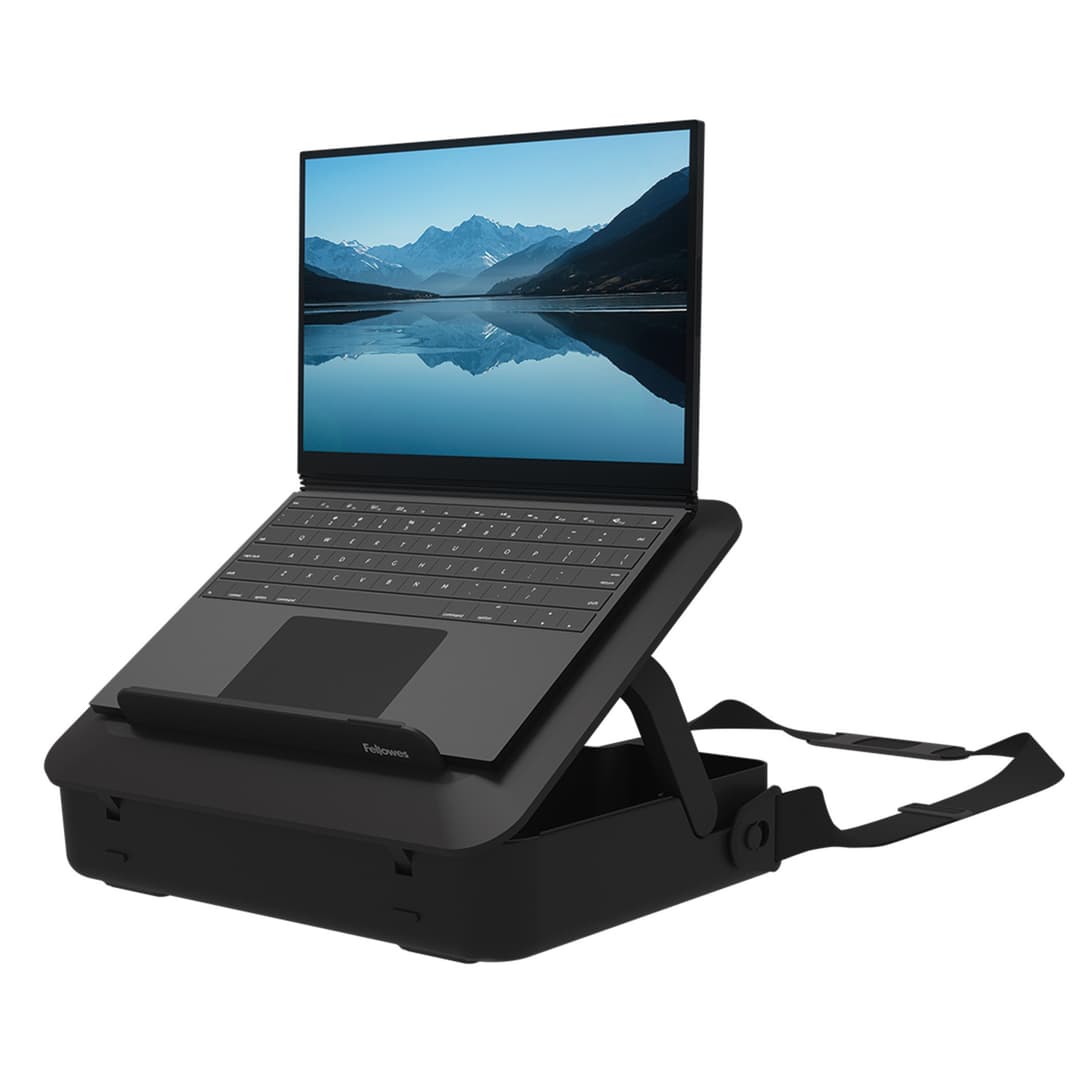 Fellowes Laptop Carry Case with Built-in Laptop Stand - Breyta Lockable Laptop Carry Case for Hybrid Working & Laptops Up To 14"/4KG - Black - Image 1