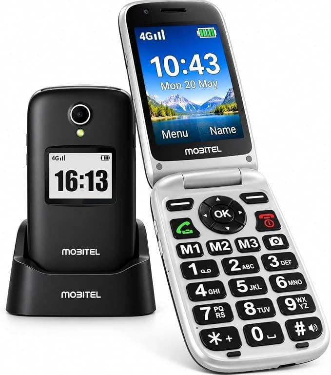 Mobitel 8010 4G Flip Phone for Seniors - Black - Image 1