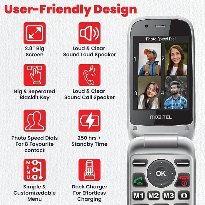 Mobitel 8010 4G Flip Phone for Seniors - Black - Image 6