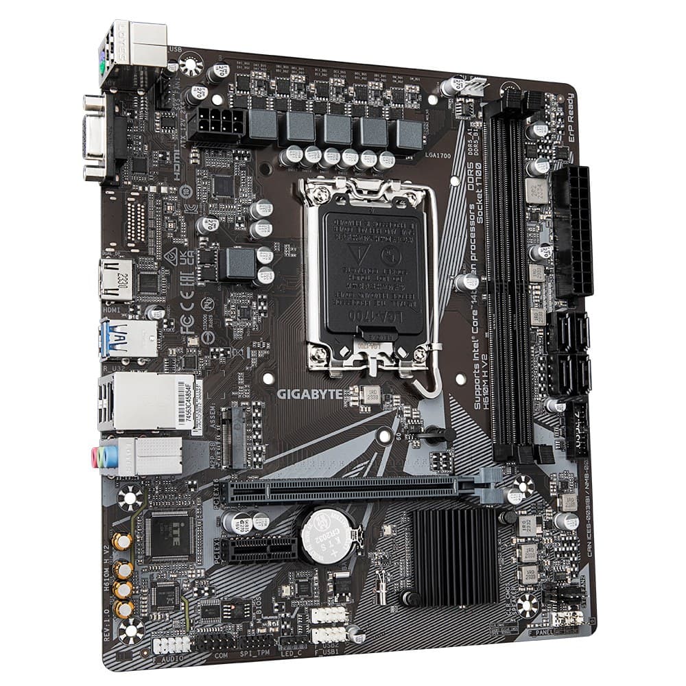 Gigabyte H610M H V2 LGA1700 Micro-ATX Motherboard - Supports Intel Core 14th CPUs, 4+1+1 Hybrid Digital VRM, up to 5600MHz DDR5, 1xPCIe 3.0 M.2, GbE LAN, USB 3.2 Gen 1 - Image 3