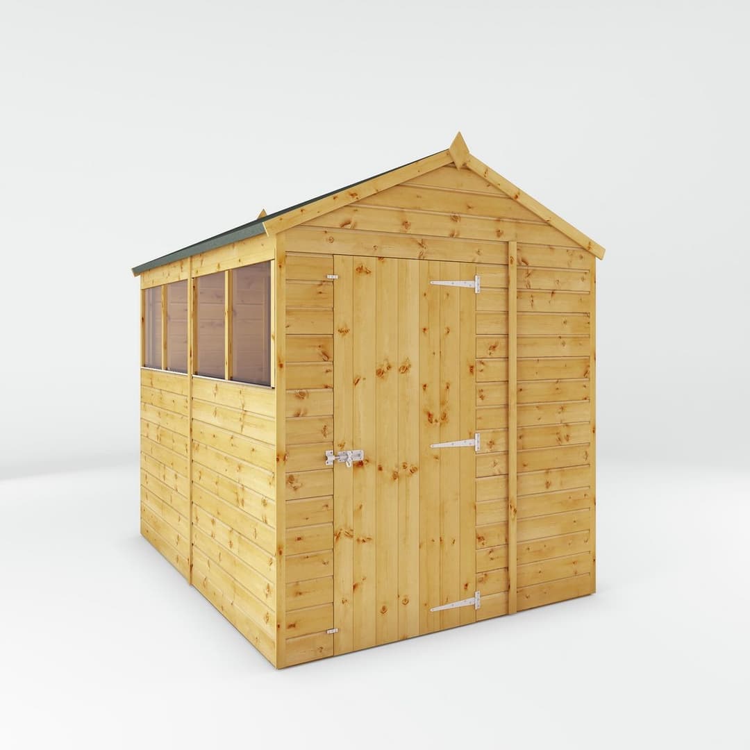 Mercia Shiplap 4 Glazed Windows Apex Shed - 8 x 6ft - Image 1