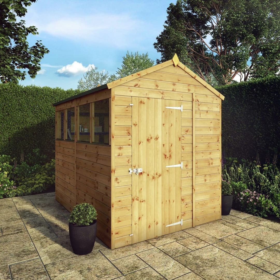 Mercia Shiplap 4 Glazed Windows Apex Shed - 8 x 6ft - Image 3
