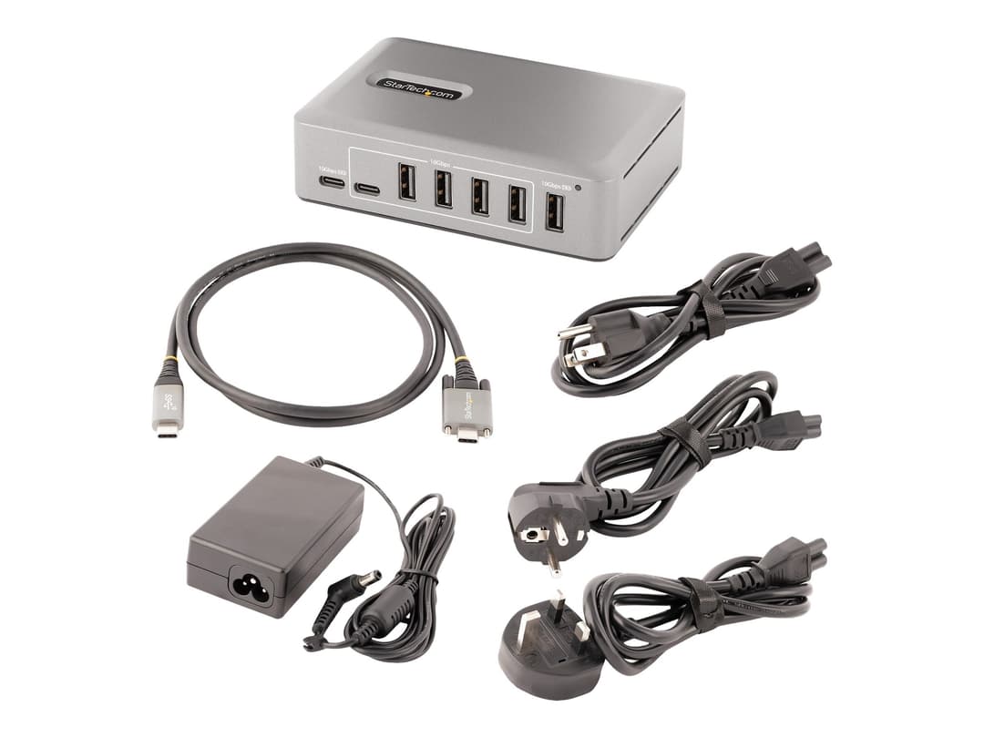 StarTech.com 10-Port USB-C Hub, 8x USB-A + 2x USB-C, Self-Powered w/ 65W Power Supply, USB 3.1 10Gbps Hub w/ BC1.2 Charging, Desktop/Laptop USB Hub with 3ft Locking USB-IF Certified Cable - USB Expansion Hub (10G8A2CS-USB-C-HUB) - hub - 10 ports - Image 1