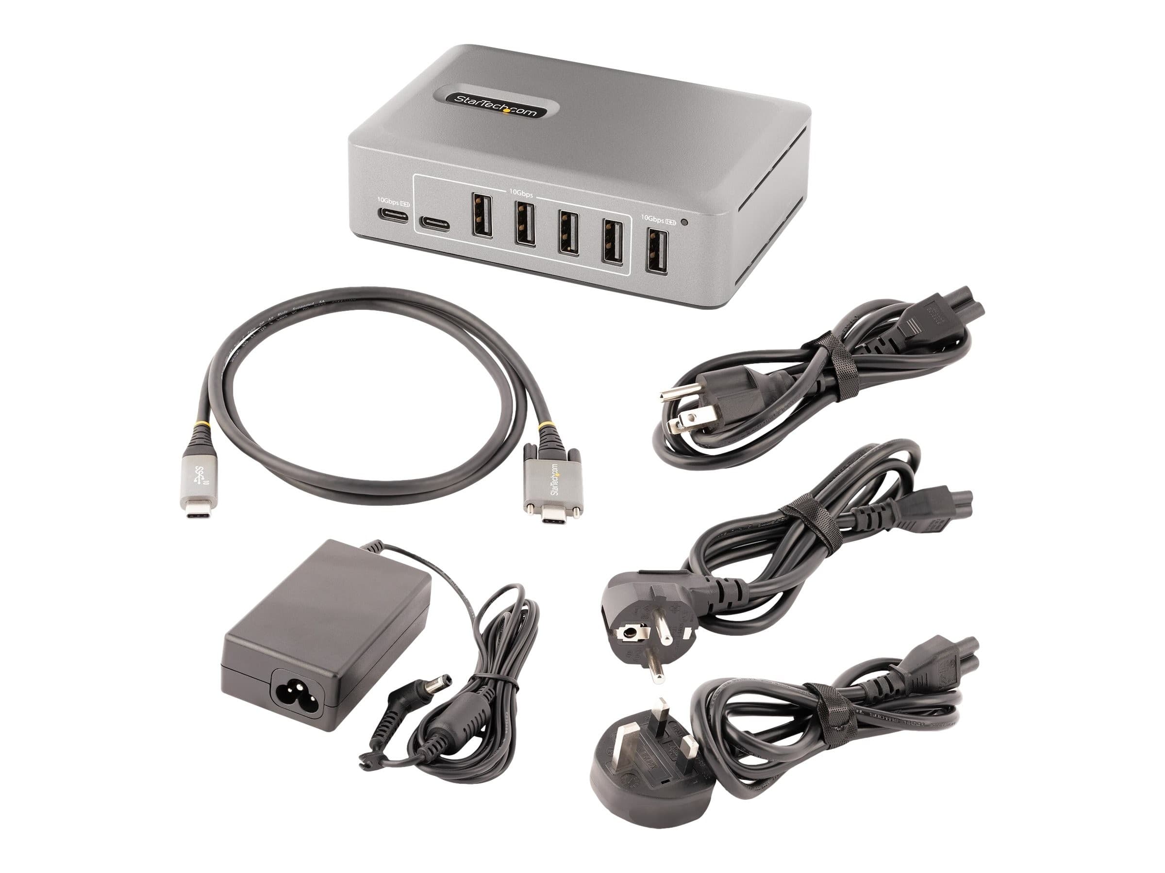 StarTech.com 10-Port USB-C Hub, 8x USB-A + 2x USB-C, Self-Powered w/ 65W Power Supply, USB 3.1 10Gbps Hub w/ BC1.2 Charging, Desktop/Laptop USB Hub with 3ft Locking USB-IF Certified Cable - USB Expansion Hub (10G8A2CS-USB-C-HUB) - hub - 10 ports
