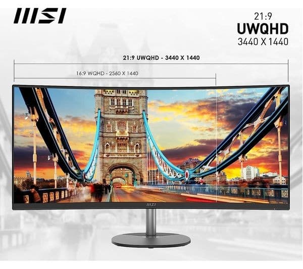 MSI PRO MP341CQ 34" Curved UWQHD 3440x1440 100Hz LED Monitor - Image 3