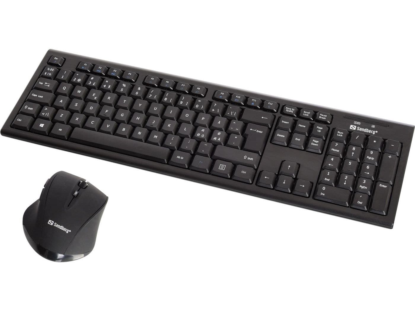 Sandberg Wireless Office DesktopSet Nor (631-20) - Norwegian Layout Keyboard and Mouse, Black