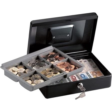 Master Lock CB-10ML Small Cash Box with Keyed Lock, 3.34L, 25 x 18.8 x 8.3cm