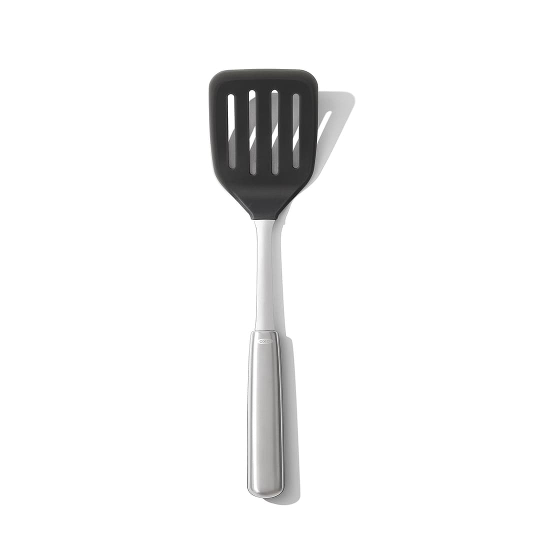 OXO Steel Silicone Flexible Turner - Stainless Steel / Black - Image 1