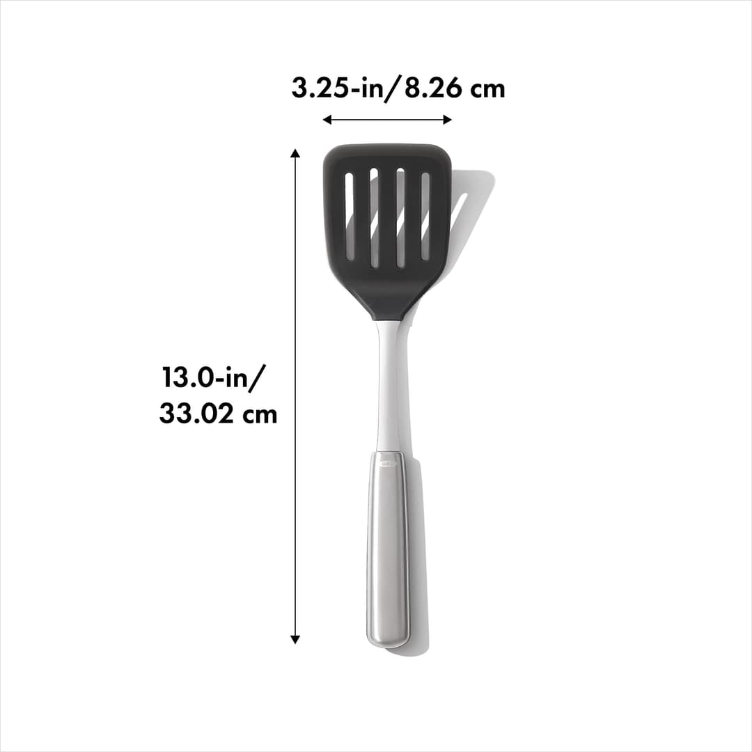 OXO Steel Silicone Flexible Turner - Stainless Steel / Black - Image 2