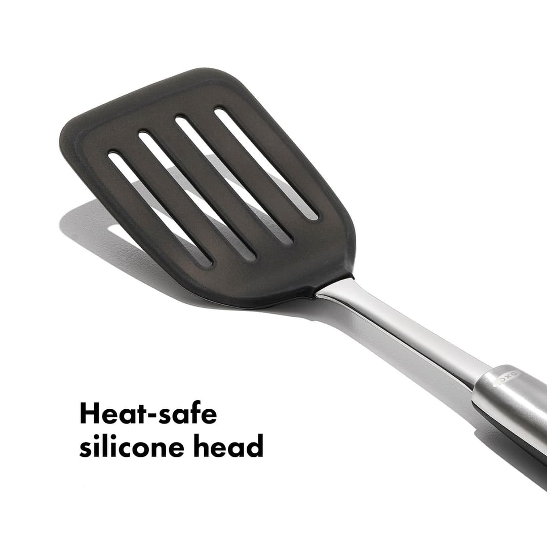 OXO Steel Silicone Flexible Turner - Stainless Steel / Black - Image 4