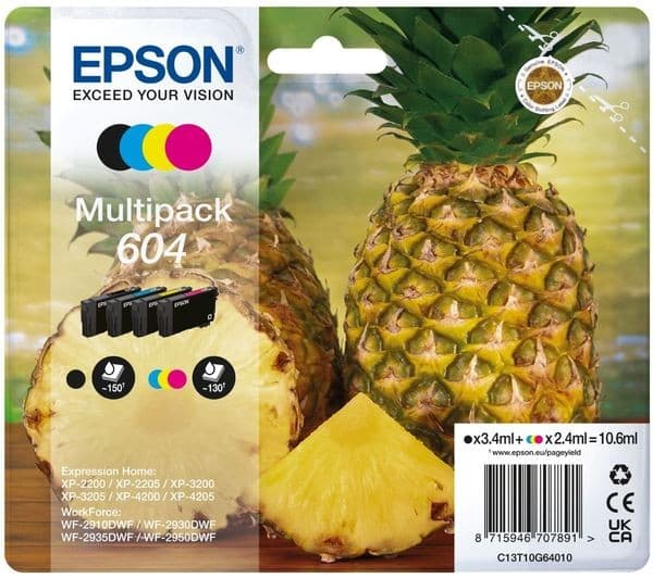 EPSON 604 Pineapple Cyan, Magenta, Yellow & Black Ink Cartridges - Multipack - Image 1