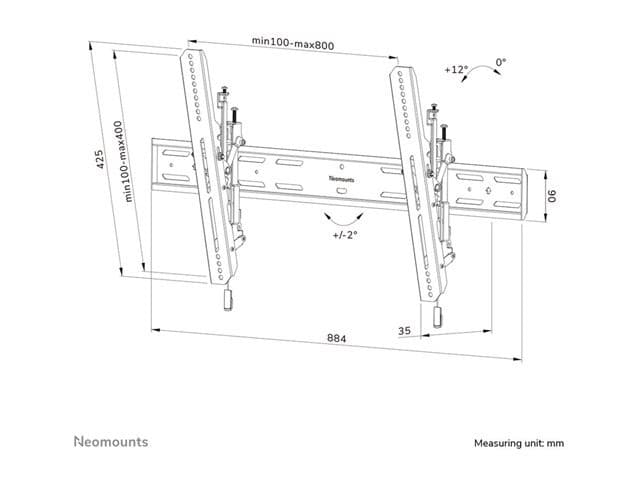 Neomounts WL35S-850BL18 Tiltable TV Wall Mount 43-86" - Black - Image 8