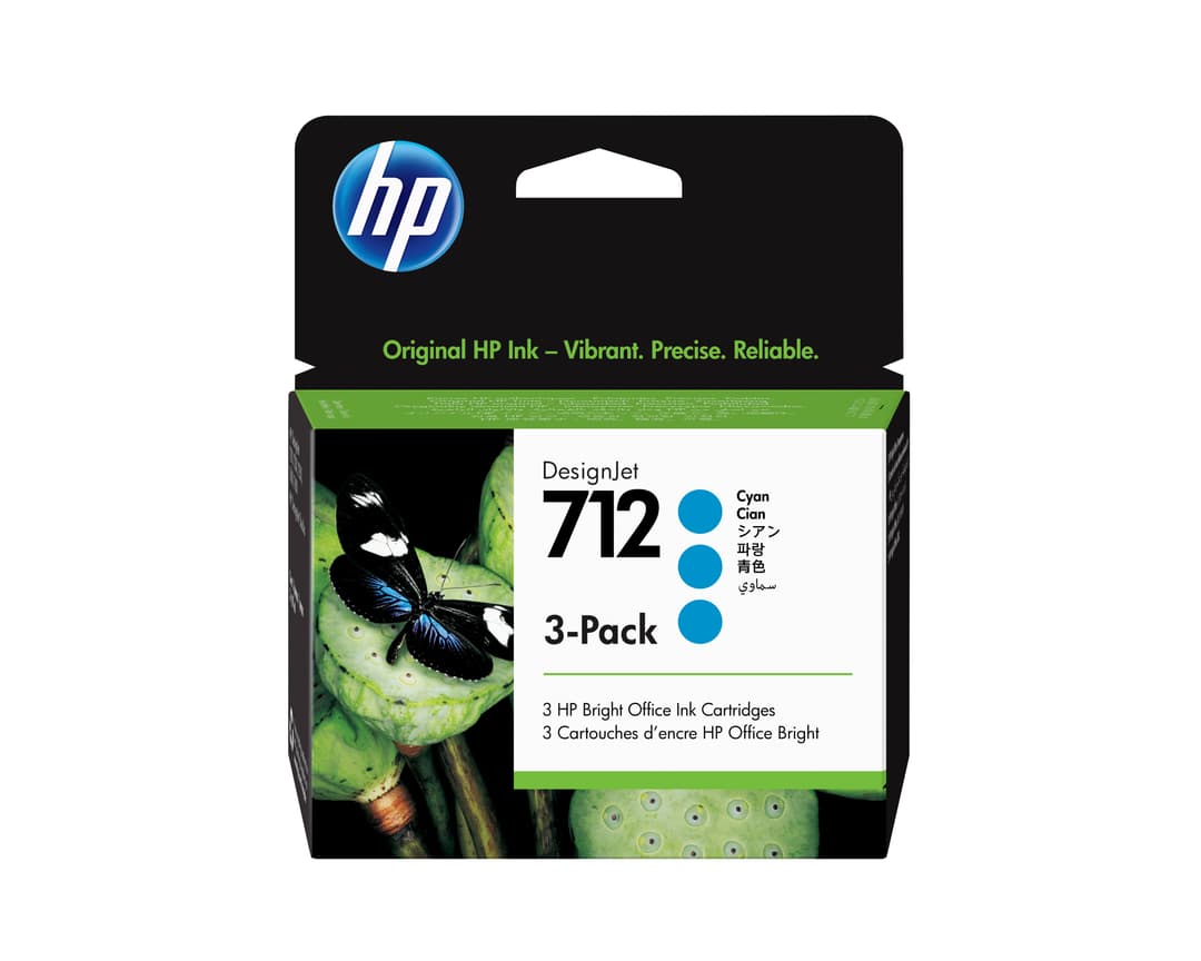 HP 712 3-pack 29-ml Cyan DesignJet Ink Cartridge - Image 1