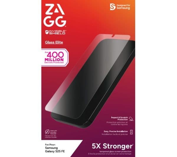Zagg InvisibleShield Glass Elite Galaxy S25 FE Clear - Image 1