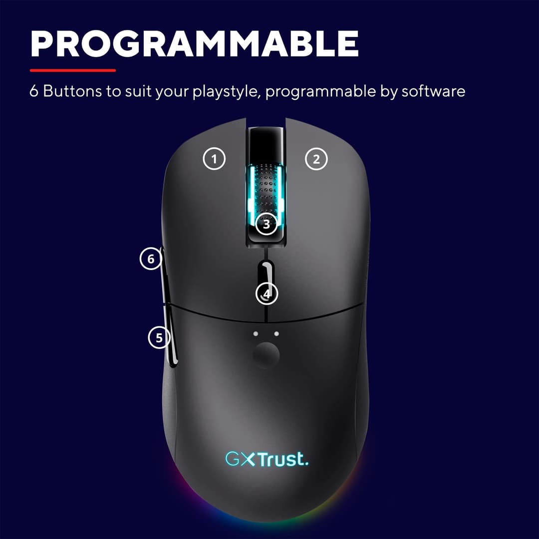 Trust Gaming GXT 980 Redex Rechargeable Wireless Gaming Mouse - Black - Image 6