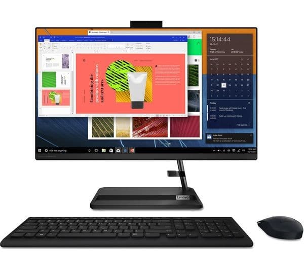 LENOVO IdeaCentre AIO 3 23.8" All-in-One PC - AMD Ryzen™ 3, 128 GB SSD, Black - Image 1