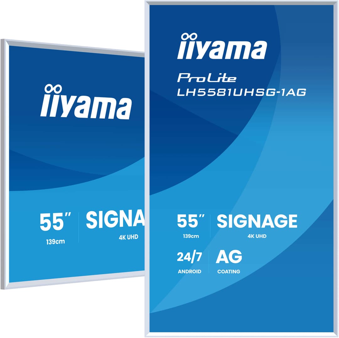 iiyama LH5581UHSG-1AG Signage Display Digital signage flat panel 138.7 cm (54.6") Wi-Fi 500 cd/m² 4K Ultra HD White Built-in processor Android 24/7 - Image 1