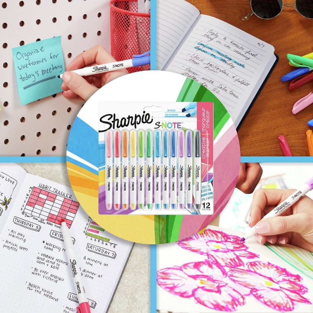 Sharpie S-Note Chisel Tip Highlighter - Assorted Pastel Colours - Pack of 12 - Image 3