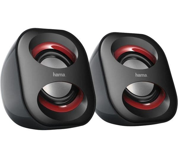 HAMA Sonic Mobil 183 2.0 USB Laptop Speakers - Black & Red - Image 1