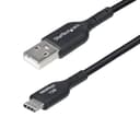 StarTech.com 3ft (1m) USB-A to USB-C Charging Cable, Charge & Sync, 3A, USB 2.0, TPE Jacket - Black USB Charging Cord thumbnail 1