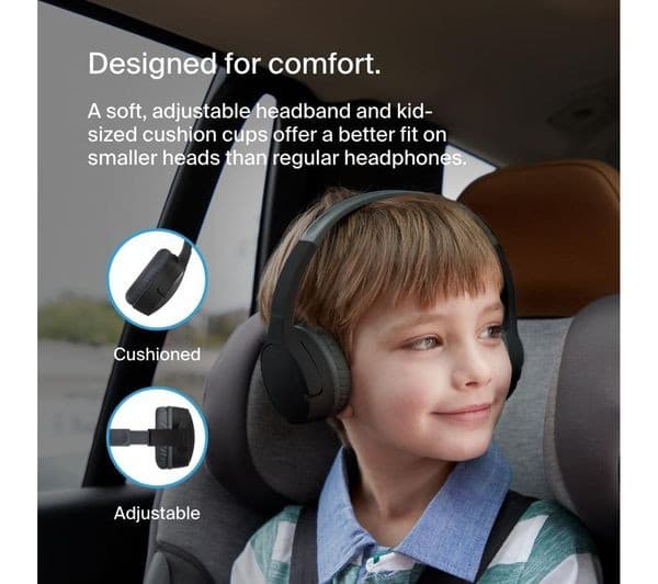 Belkin SoundForm Mini Wireless On-Ear Kids Headphones - Black - Image 7
