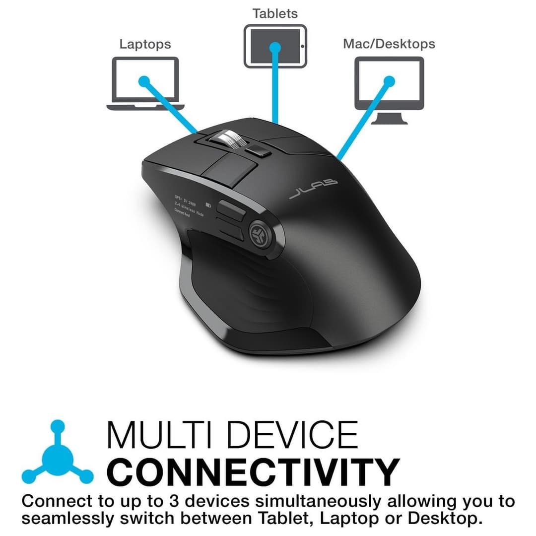 JLab Epic Wireless Bluetooth Ergonomic Mouse - Black - Image 4