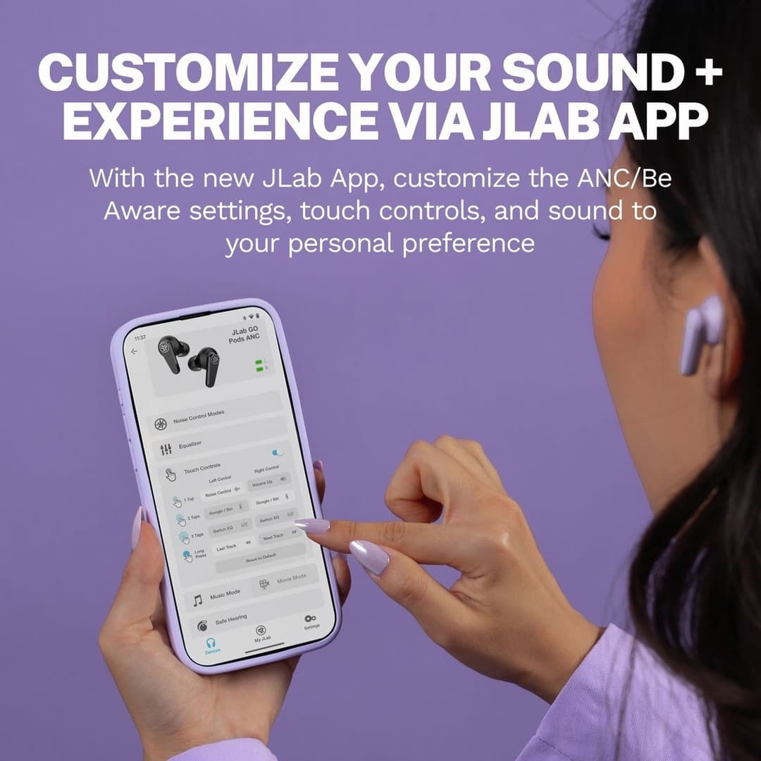 JLab GO Pods ANC In-Ear True Wireless Earbuds - Lilac - Image 10