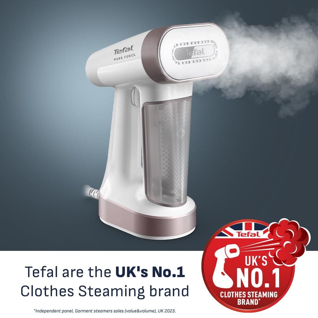 Tefal PureForce 2-in-1 Handheld Clothes Steamer - Cinnamon Pink & Snow White - Image 2