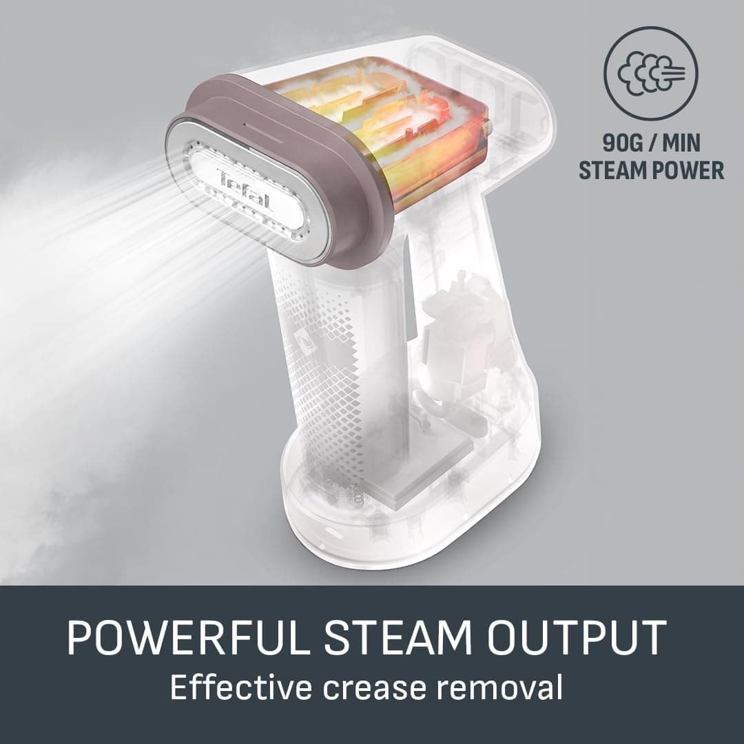 Tefal PureForce 2-in-1 Handheld Clothes Steamer - Cinnamon Pink & Snow White - Image 3